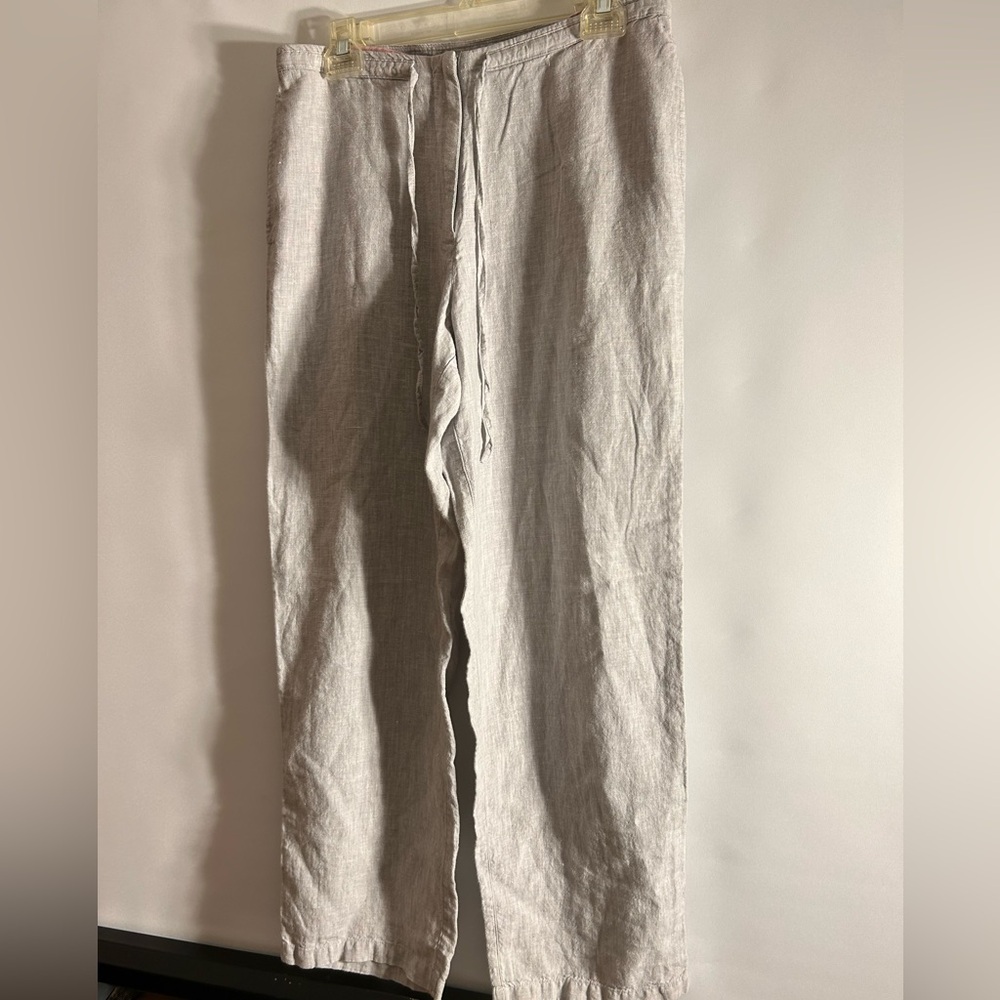 EXPRESS 100% LINEN LIGHT GREY WITH DRAWSTRING WAIST CASUAL PANTS WOMEN’S 9/10